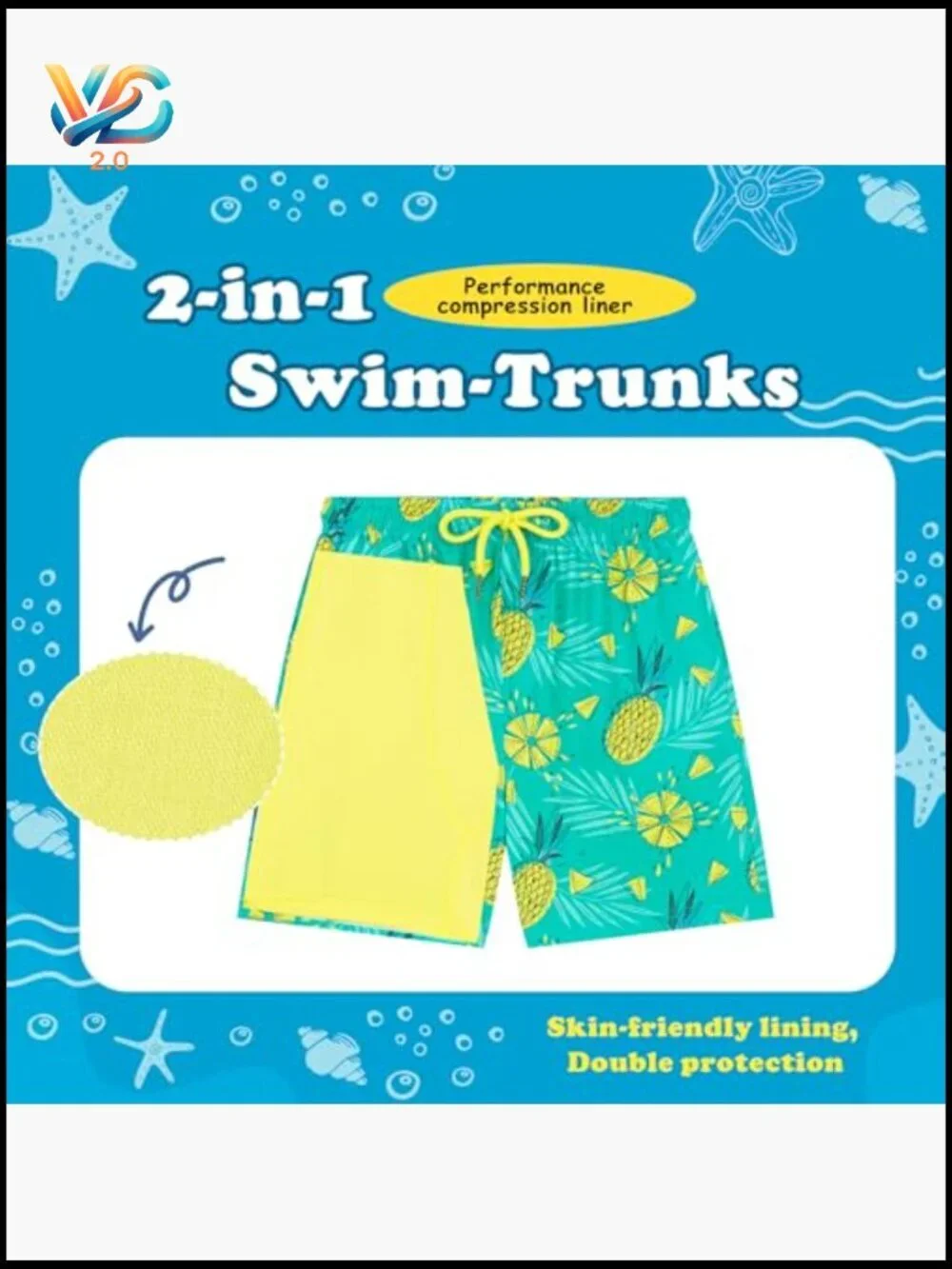Boys Swim Trunks with Compression Liner Toddler Bathing Suit